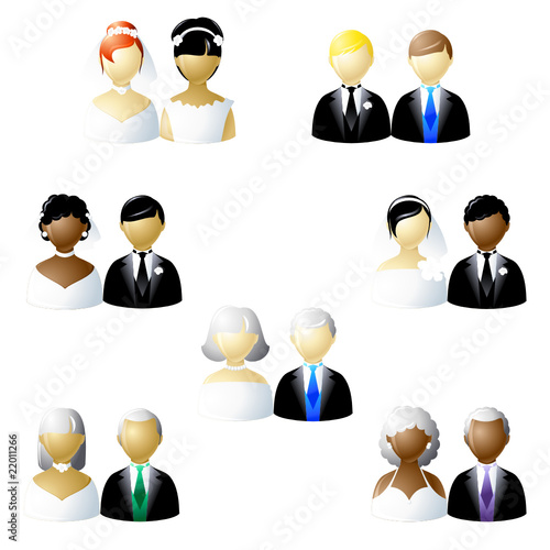 Non-traditional weddings icon set