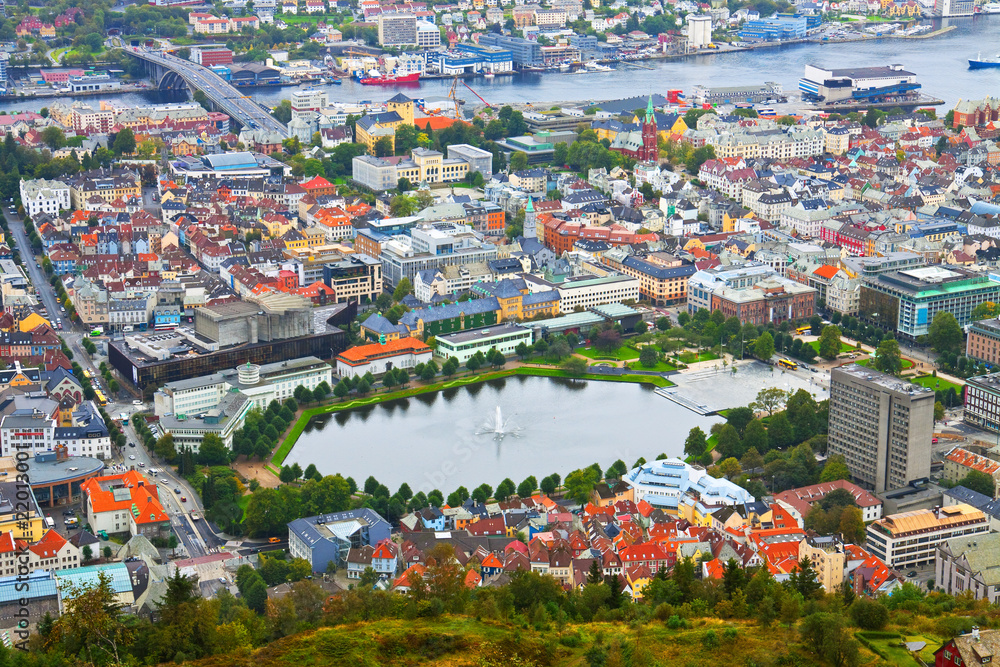 Aerial panorama of Bergen, Norway Aerial panorama of Bergen, Norway