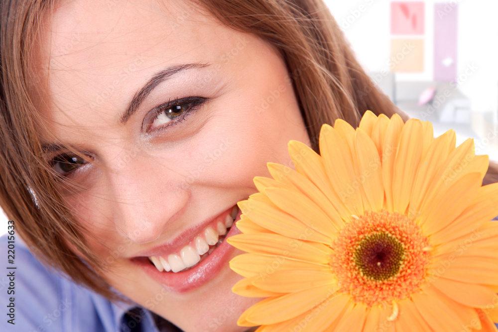 beautiful woman face with sunflower beautiful woman face with sunflower