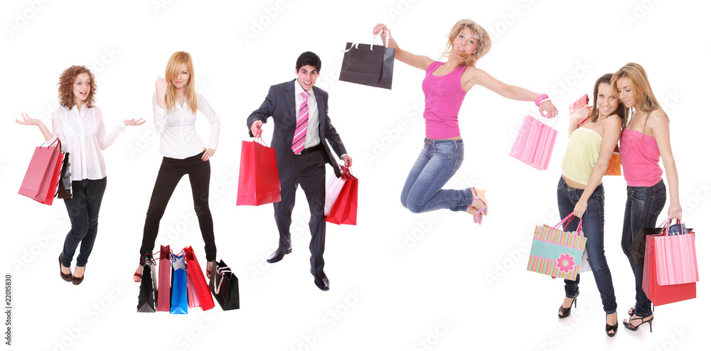 small group shopping people small group shopping people