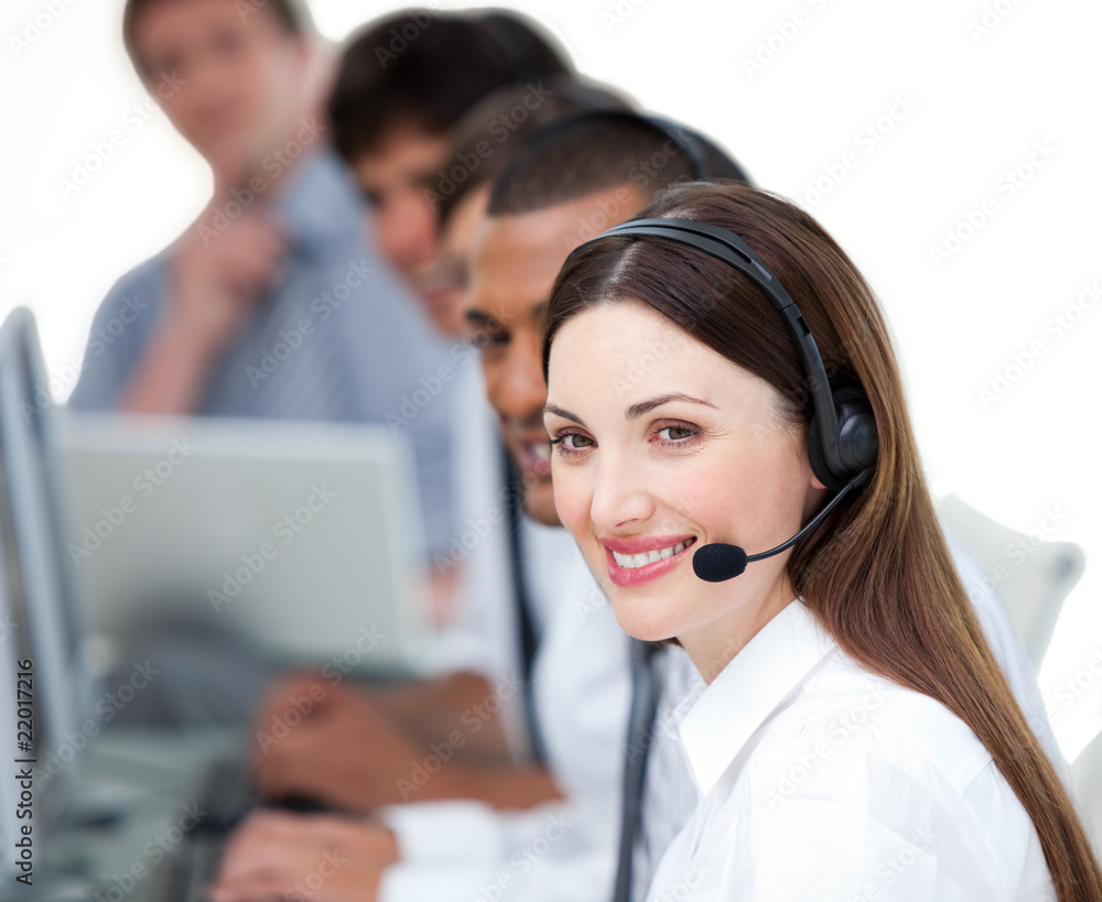 United business team working in a call center United business team working in a call center