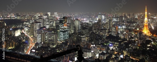 Illuminated Tokyo City in Japan at night from high above © Achim Baqué