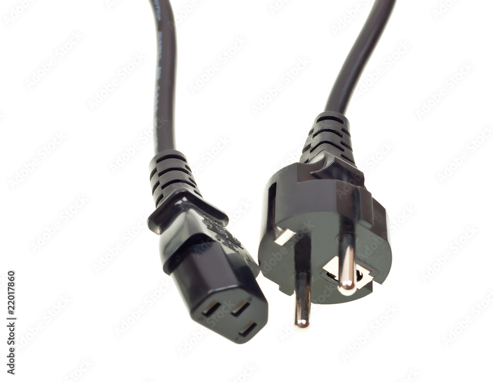 Close-up power cord isolated on white Close-up power cord isolated on white