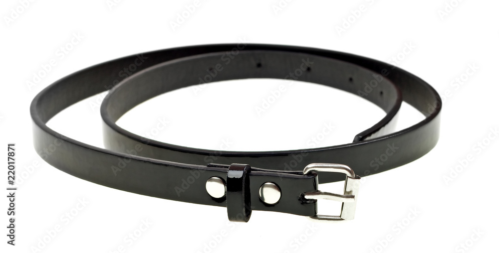 Obraz premium Black leather womens belt isolated on white