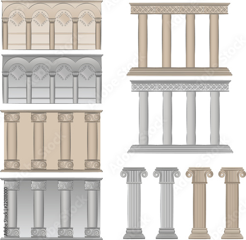 pillars and columns vector illustrations