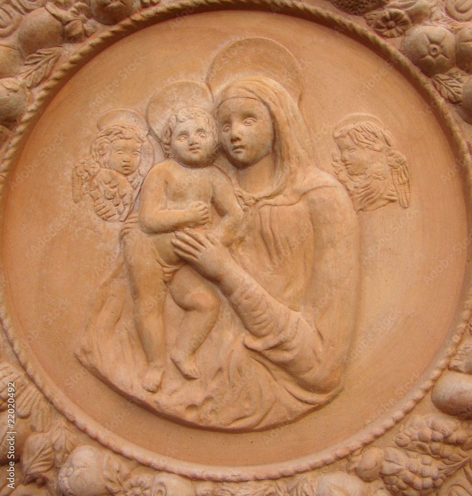 religious motif on garden decorative pottery
