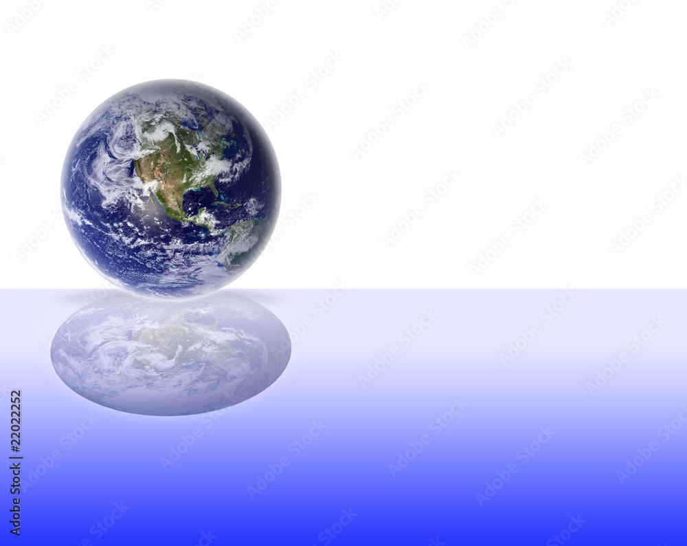 Planet Earth on white copy space