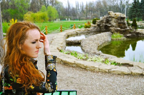 redhead girl lonely photo