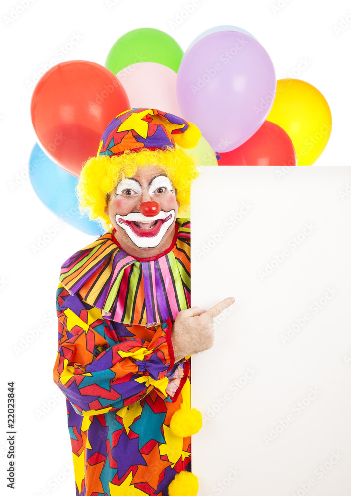 Clown Points to Sign Clown Points to Sign