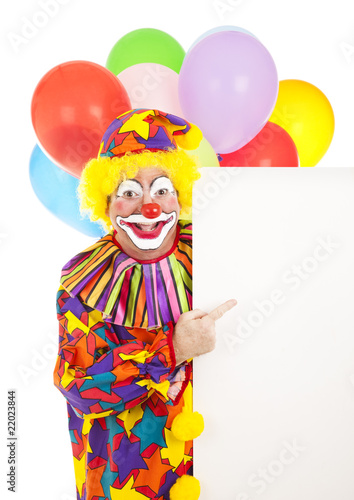 Clown Points to Sign