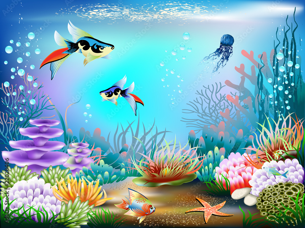 Naklejka premium Underwater World