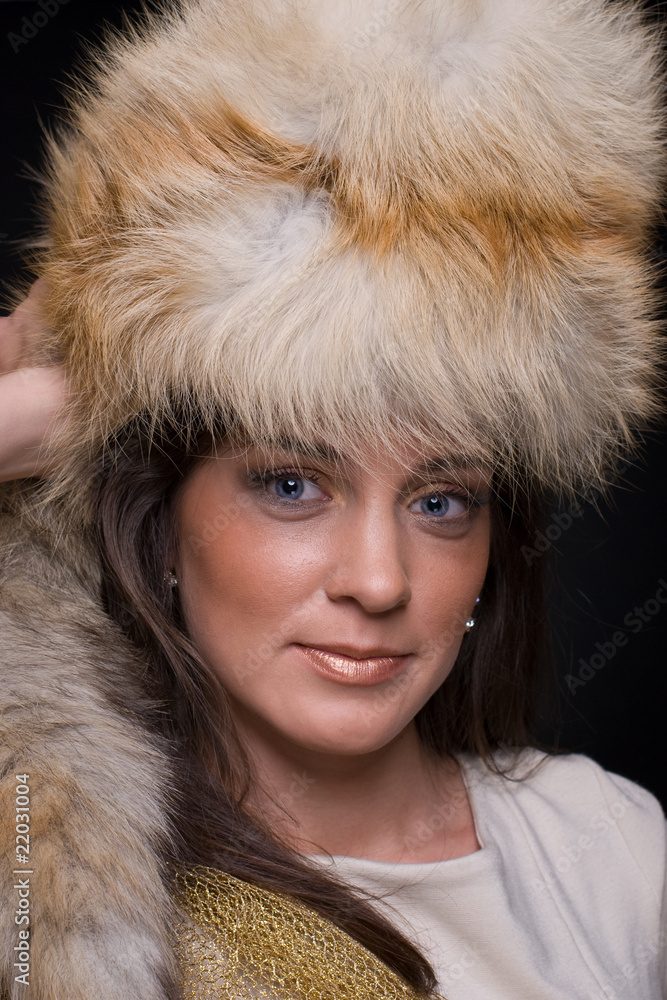 Close up portrait of young fashion woman in fur Close up portrait of young fashion woman in fur
