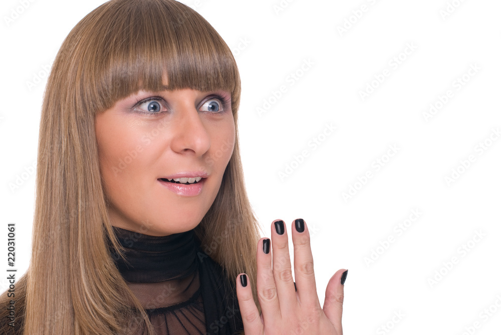 Close up portrait of choked business woman Close up portrait of choked business woman