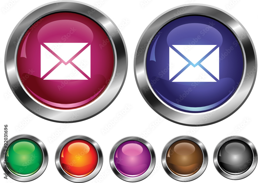 Vector collection icons with mail sign, empty button included Vector collection icons with mail sign, empty button included