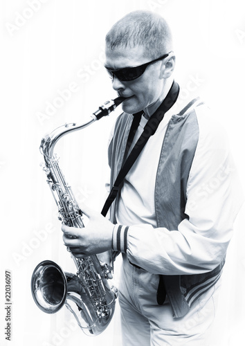 Canvas Print A man plays the saxophone