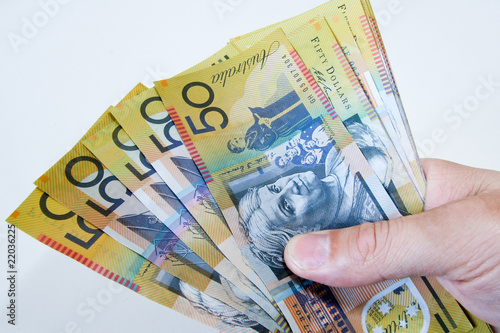 Handful of Australian fifty dollar notes