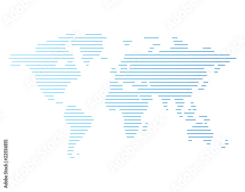 World map of blue lines
