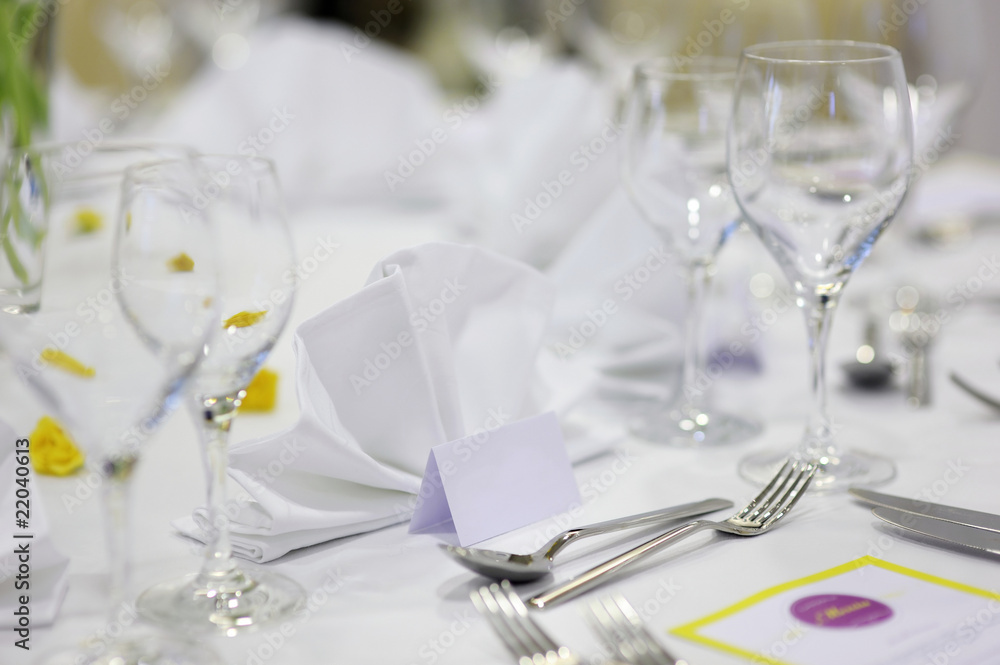 Fototapeta premium Empty place card on the festive table