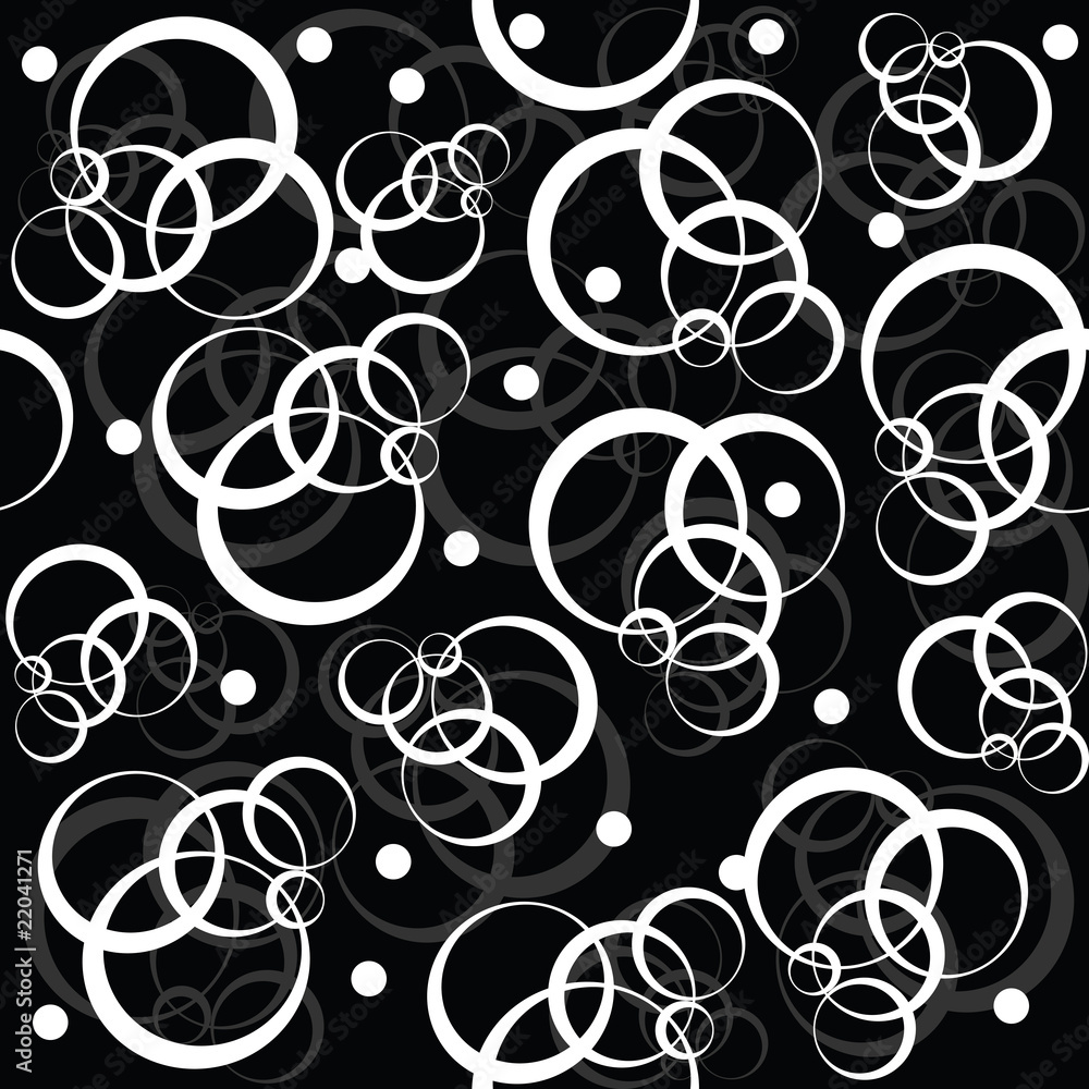 Fototapeta premium Patterm with white circles on black background