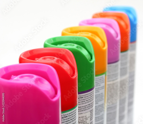 Multicolored aerosol cans
