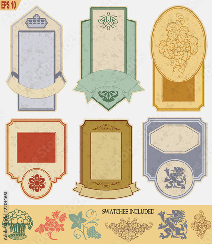 vintage style labels on different topics for decoration