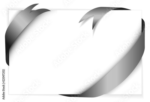 black vector ribbon around blank white paper