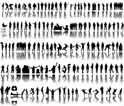 People silhouettes with reflection