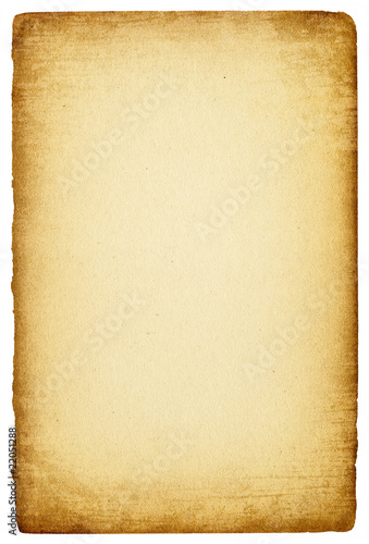 Sheet of paper with an old ragged edges, isolated on white backg