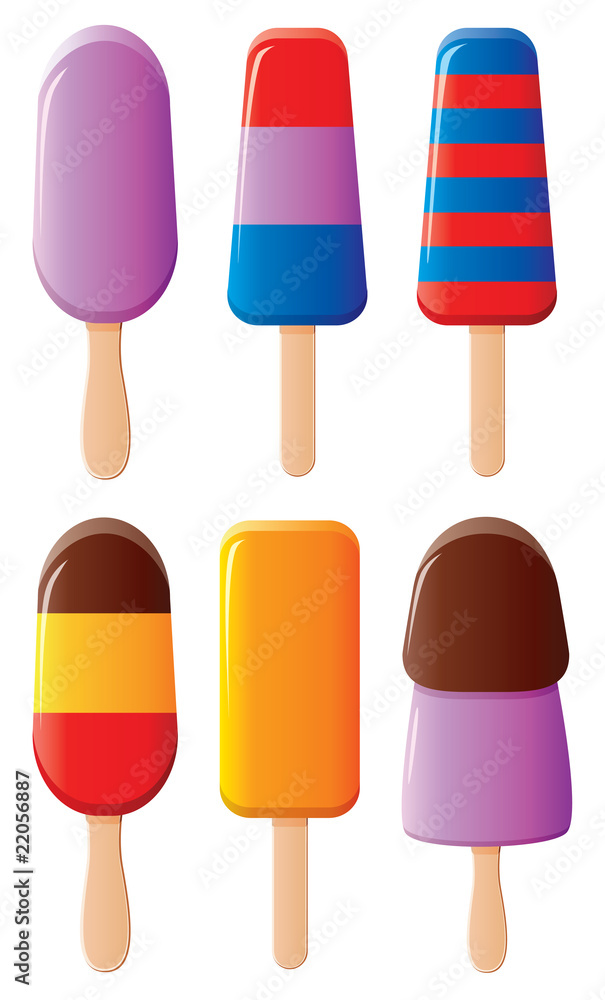 vector various fruit and chocolate popsicles vector various fruit and chocolate popsicles