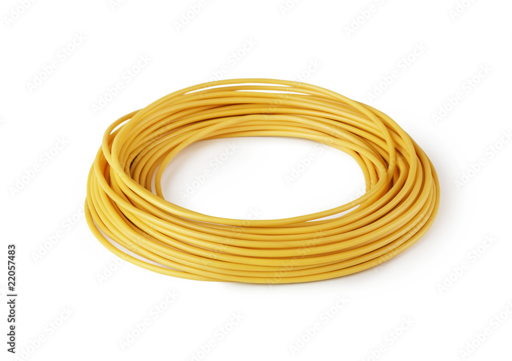 Hank of yellow wire isolated on white background Hank of yellow wire isolated on white background