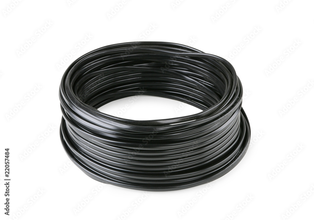 Hank of black cable isolated on white background Hank of black cable isolated on white background