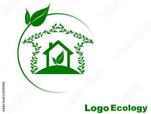 logo écologie, maison verte pour immobilier