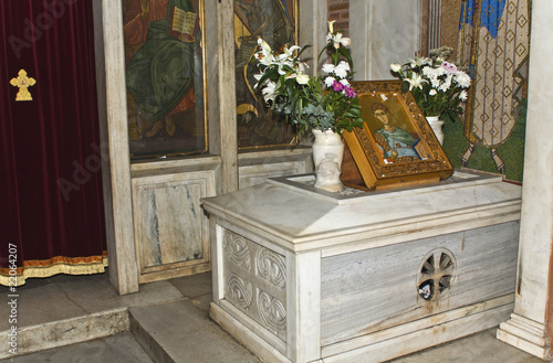 Saint Dimitrios church interior from Thessaloniki, Greece photo