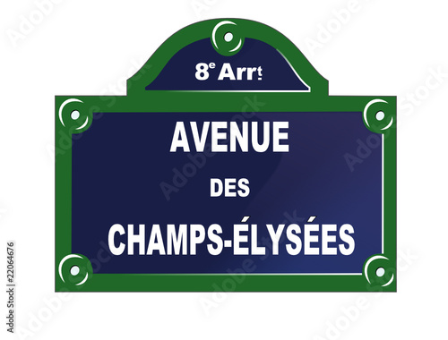 Souvenir de Paris, plaque de l'avenue des champs élyssées