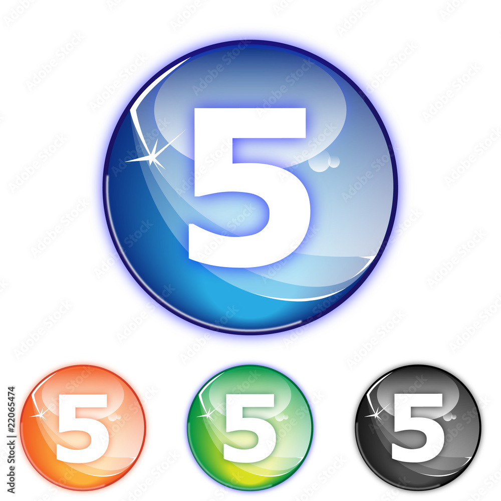 Picto chiffre cinq - Icon number 5 - collection color Picto chiffre cinq - Icon number 5 - collection color