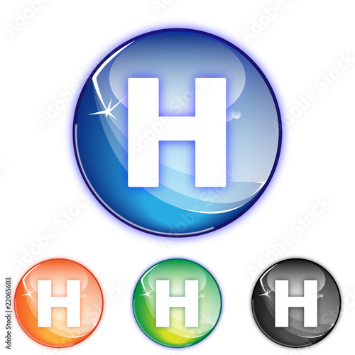 Picto lettre H - Icon letter h - collection color