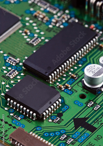 Microchips on circuit board