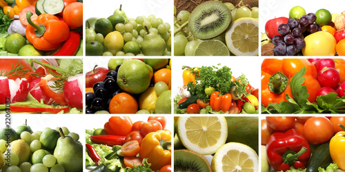 Collage of different fruits and vegetables