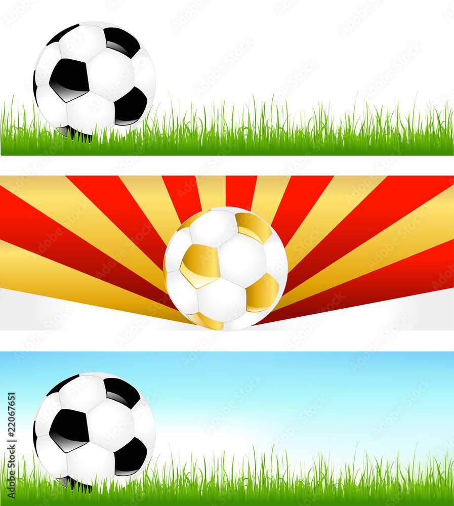 Naklejka premium Banners With Soccer Balls