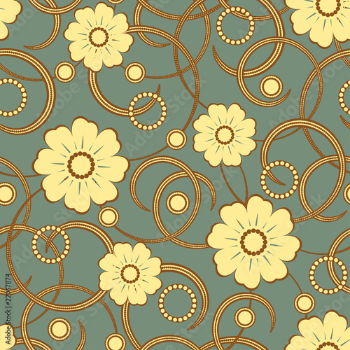 Seamless pattern with a yellow flowers