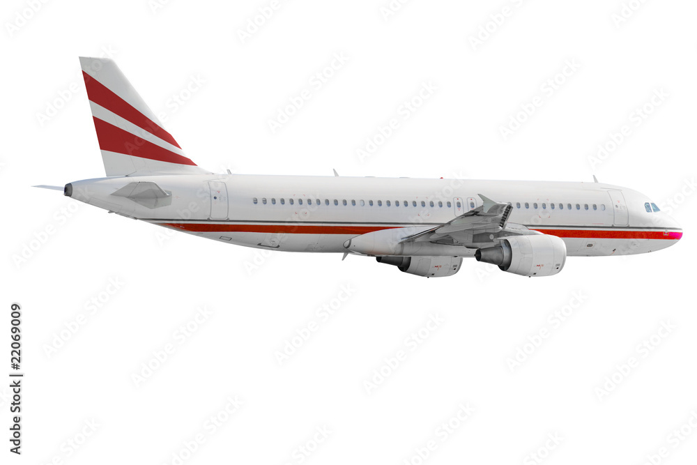 Obraz premium Isolated airplane - clear surface - ready for editing