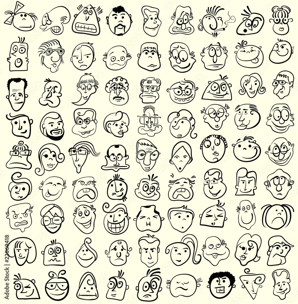 Face caricature vector cartoon collection Face caricature vector cartoon collection