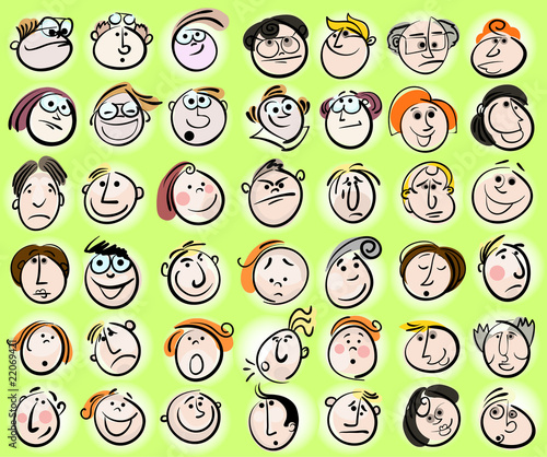 Cartoon people face collection.