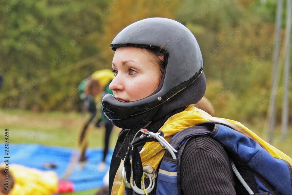Portrait of the parachutist girl Portrait of the parachutist girl