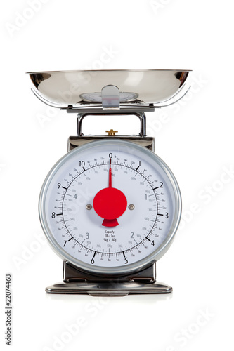 Empty food scale on a white background