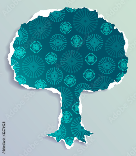 grunge paper tree, vector illustration