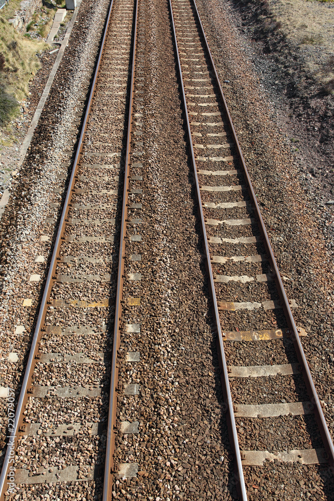 Two British railway line tracks. Two British railway line tracks.