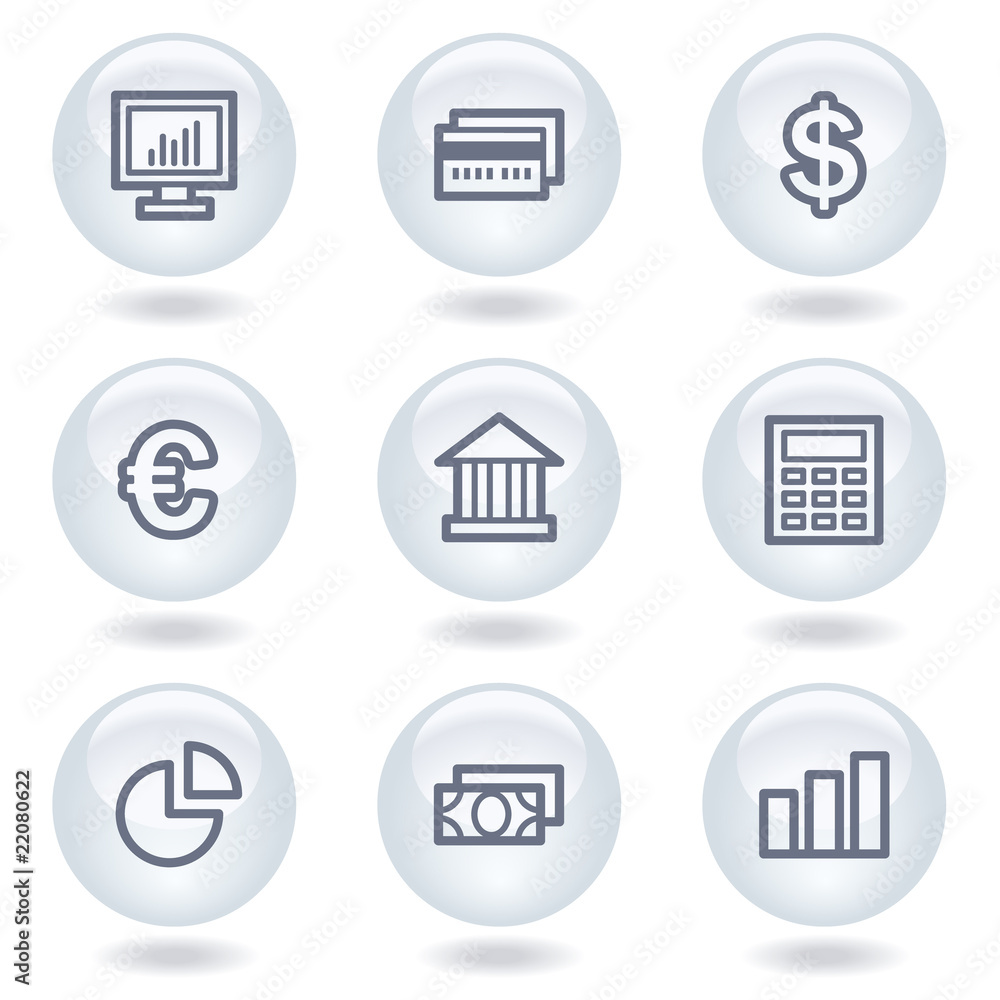 Finance web icons set 1, white circle buttons Finance web icons set 1, white circle buttons