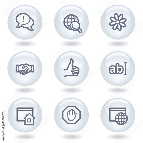 Internet web icons set 1, white circle buttons