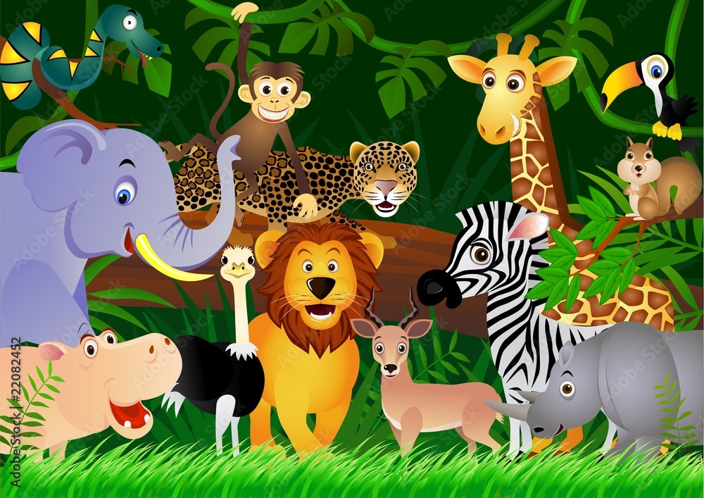 Obraz premium Kreskówka dzikich zwierząt